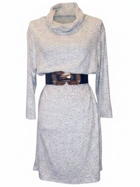 MARY SQUARE Soft Knit Sweater Shift Dress in Light Heather Gray Size Medium